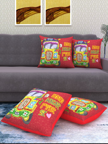 Athom Living Indie Funky Indian Truck Printed Filled Cushion 40x40cm / 16x16