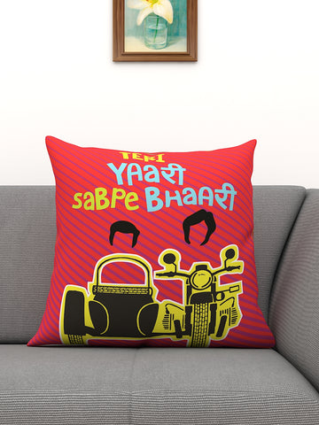 Athom Living Indie Teri Yaari Sabpe Bhaari Printed Filled Cushion 40x40cm / 16x16