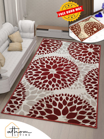 Athom Living Drop Beige Premium Anti Slip Printed Carpet