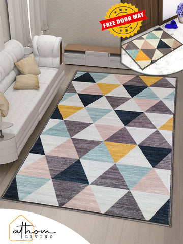 Athom Living Angel Yellow Premium Anti Slip Printed Carpet
