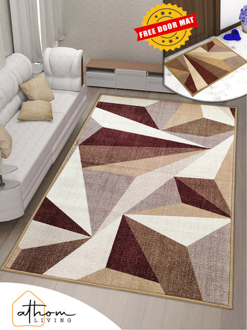 Athom Living Distressed Beige Premium Anti Skid Carpet 150x240 cm