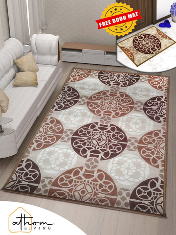 Athom Trendz English Beige Premium Anti Skid Carpet 150x240 cm