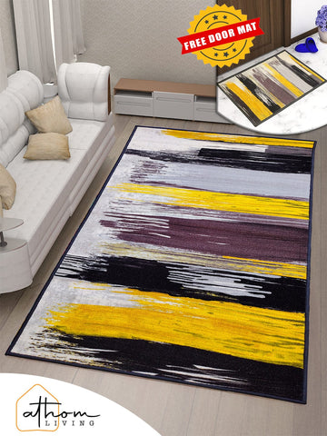 Athom Trendz Canvas Yellow Premium Anti Skid Carpet 150x240 cm