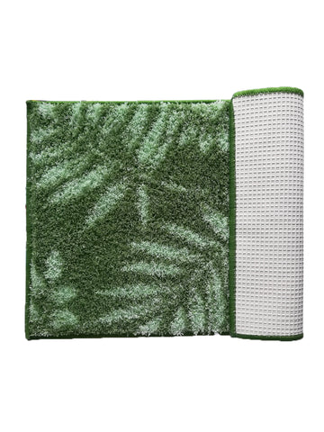 Athom Living Green Leaf  Micro Designer Soft Anti Slip Bath Mat
