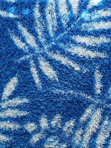 Athom Living Blue Leaf Micro Designer Soft Anti Slip Bath Mat