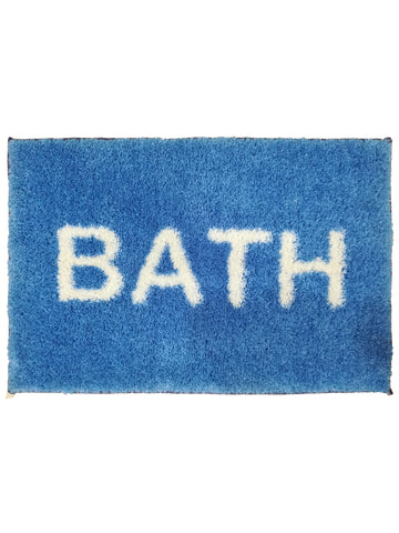 Athom Living Blue Bath Printed Micro Designer Soft Anti Slip Bath Mat