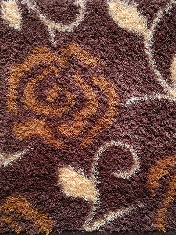 Athom Living Brown Flower Micro Designer Soft Anti Slip Bath Mat