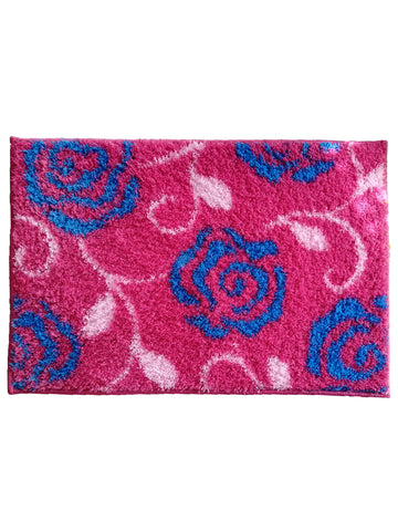 Athom Living Pink Flower Micro Designer Soft Anti Slip Bath Mat