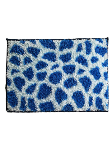 Athom Living Blue Patches Micro Designer Soft Anti Slip Bath Mat