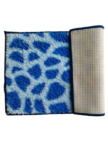 Athom Living Blue Patches Micro Designer Soft Anti Slip Bath Mat