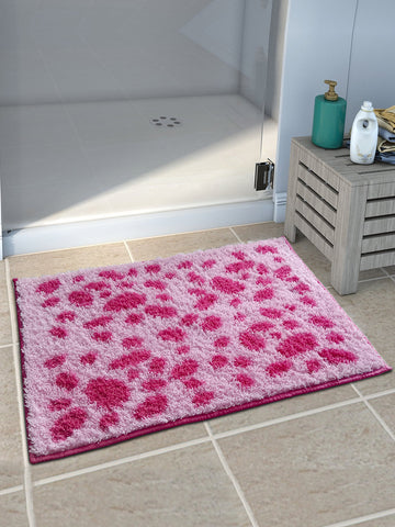 Athom Living Pink Dotted Micro Designer Soft Anti Slip Bath Mat