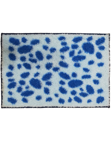Athom Living Blue Dotted Micro Designer Soft Anti Slip Bath Mat