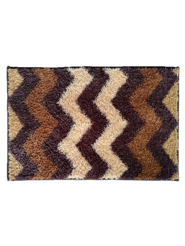Athom Living Brown Stripes Micro Designer Soft Anti Slip Bath Mat