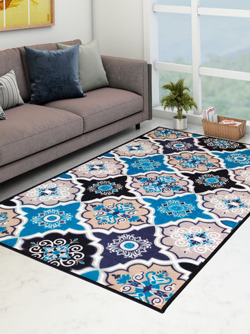 Athom Living Contemporaray Blue Premium Anti Slip Printed Carpet