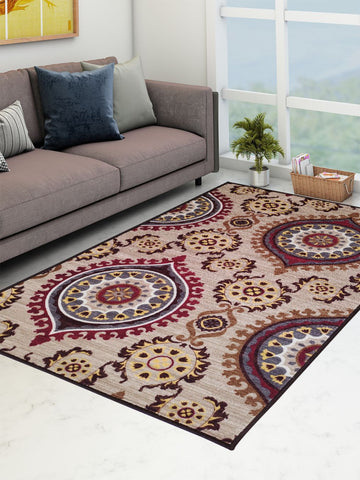 Athom Living Persian Maroon Premium Anti Slip Printed Carpet