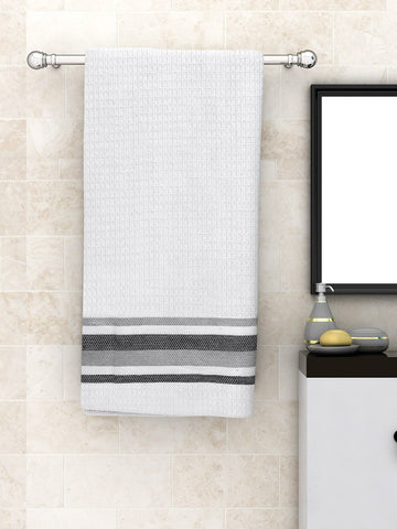 Athom Living Light Weight Woven Waffle Border Cotton Bath Towel- Large
