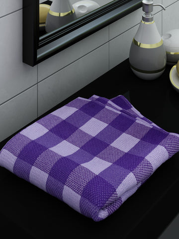 Athom Living Ecosaviour Premium Cotton Bath Towel Purple Big Checks- Large