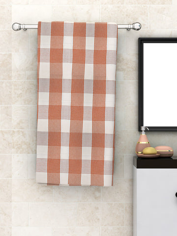 Athom Living  Pin Stripes Green Light Weight Woven Cotton Bath Towel- Large