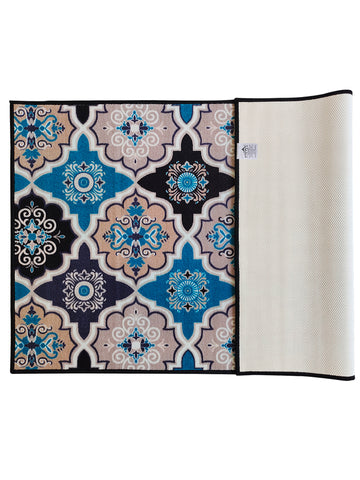 Athom Living Contemporaray Blue Premium Anti Slip Printed Doormat, Runner & Carpet Set