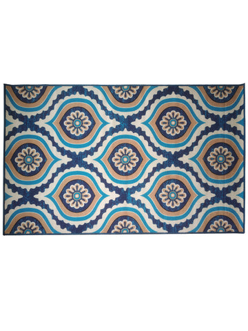 Athom Living Ikat Blue Premium Anti Slip Printed Doormat, Runner & Carpet Set
