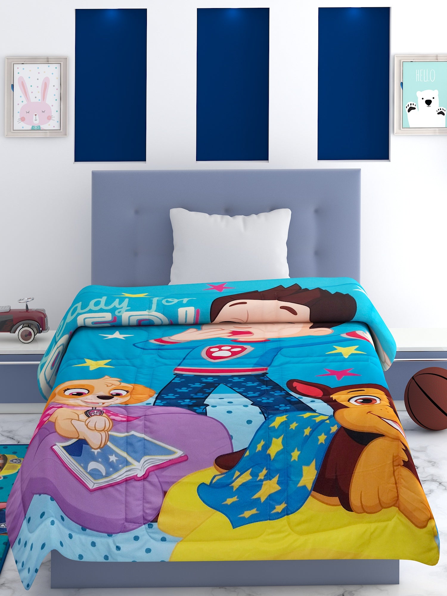 Adorable Paw Patrol themed kids comforter designed for comfort, style, and warmth – a must-have bedding for kids who love their favorite pups.