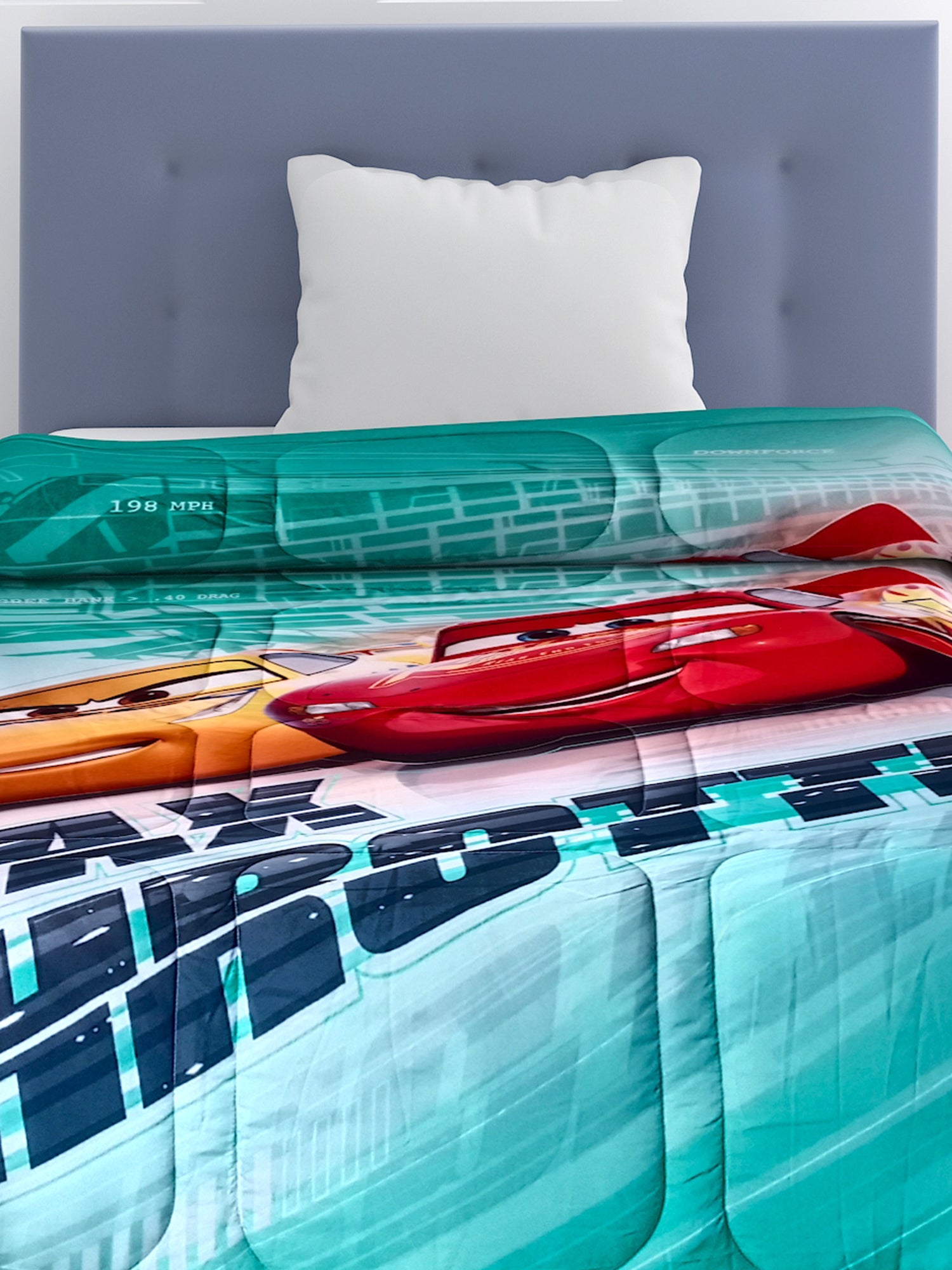 Athom Living Disney Car kids comforter, poly-fill 360 GSM, single 135x220 cm, high-resolution printed design, soft & comfortable