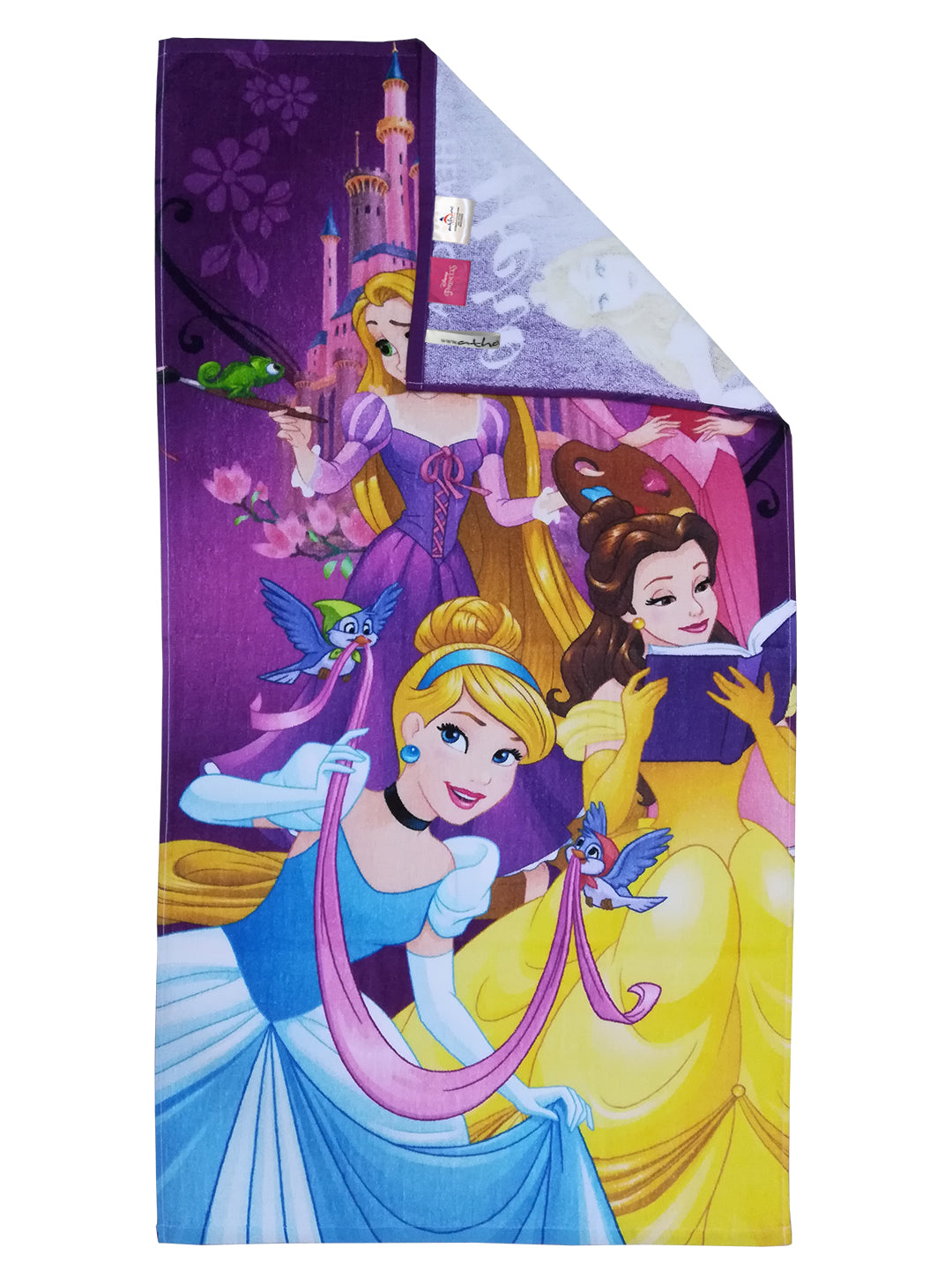 Athom Living Disney Princess Kids Cotton Bath Towel set, "Sparkling Elegant Ice" design, medium 60x120 cm, gentle on skin, highly absorbent, ideal for kids’ everyday bath routine.