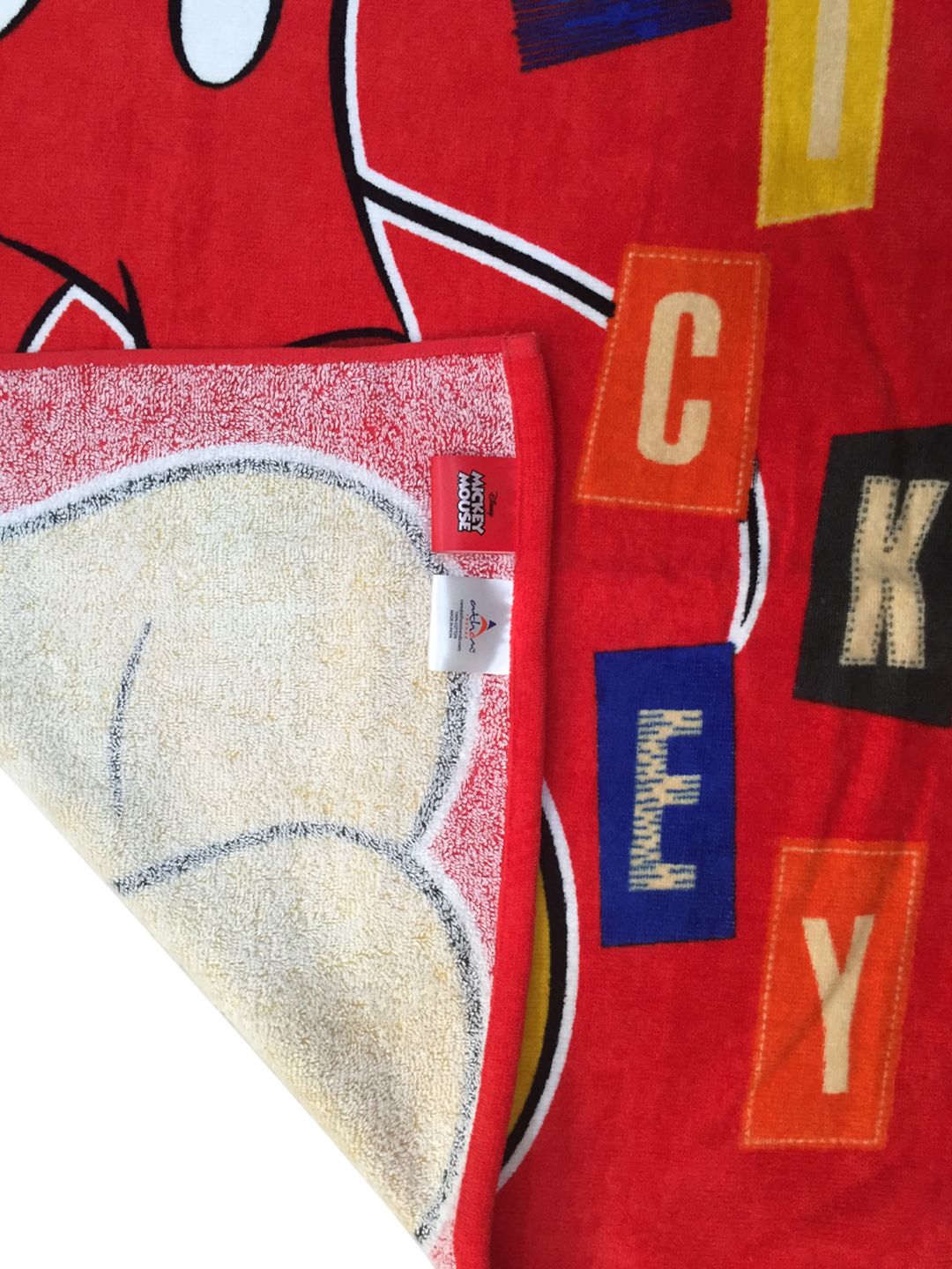 Athom Living Disney Red Mickey Mouse & MCQueen Blue Cars Kids Cotton Bath Towel 60x120 cm pack of 2, offering vibrant prints and superior absorbency for a fun and comfortable bath experience.