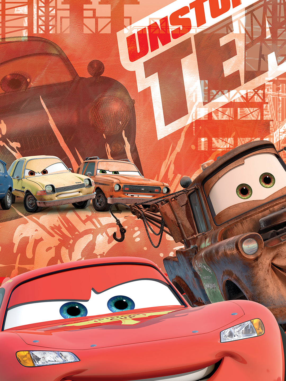 Athom Living Disney Unstoppable Team Cars kids double bedsheet with 2 pillow cover, soft cotton, perfect gift for kids, enhances room décor with playful Cars design, easy to maintain.