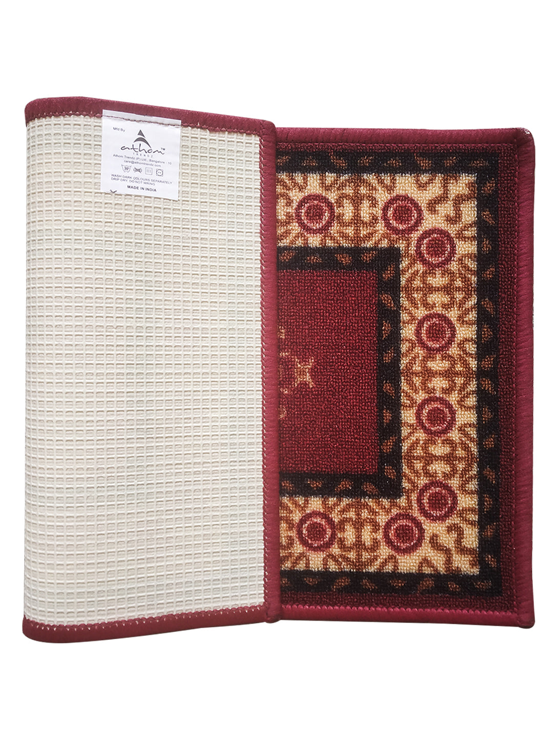 Athom Living Eazy Home Floral Red Doormat, anti-slip bathmat, soft yet durable, perfect for home entrances or indoor use, vibrant floral print brings a fresh and colorful look.