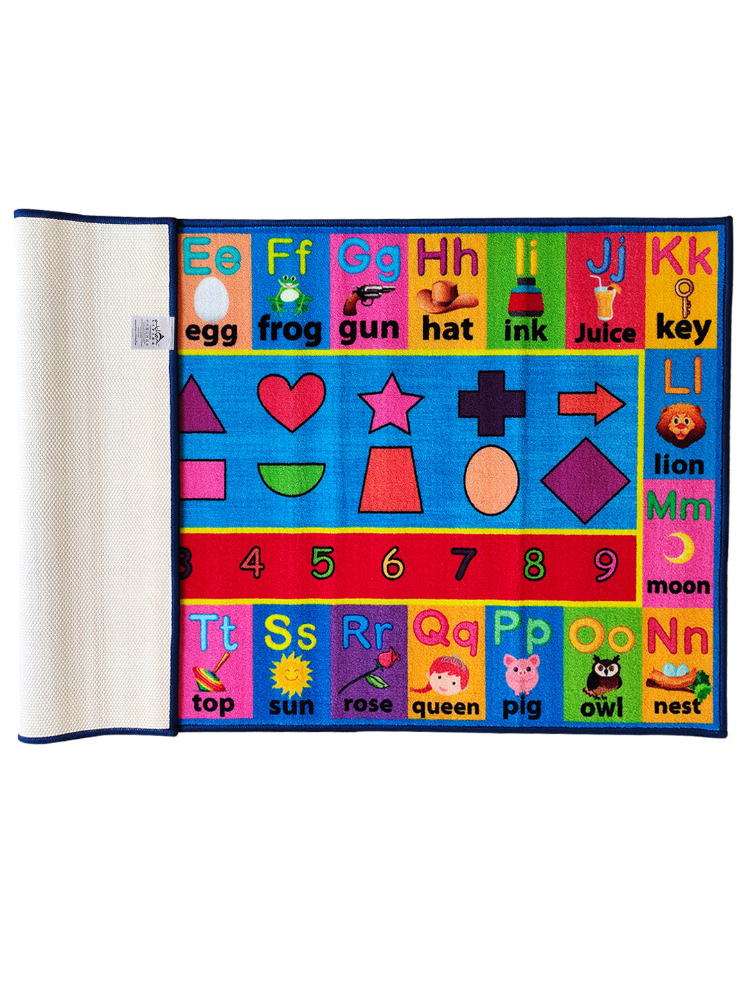 Athom Living Kids Alphabetic Printed Anti Slip Carpet crafted with anti-slip backing. Bright alphabets and soft texture make this runner carpet ideal for kids’ learning and play areas.