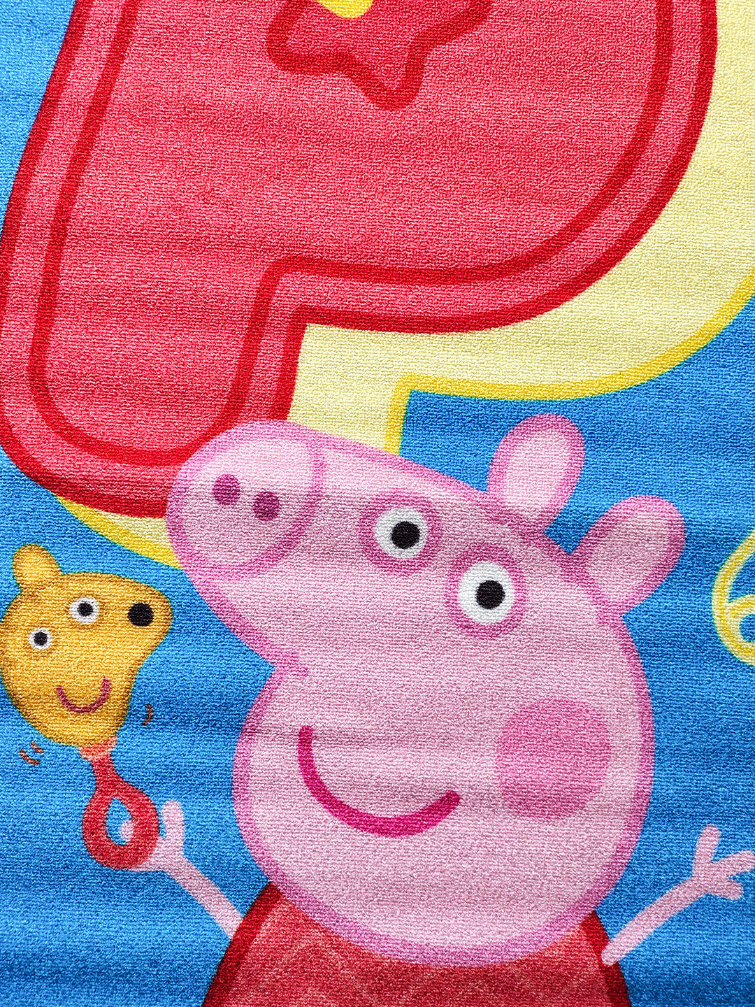 Athom Living Peppa Pig Premium Blue Kids Carpet 3ft x 5ft with P is for Peppa design provides a cozy, colorful surface for kids. This carpet ensures safety and comfort while adding a playful touch to the room.