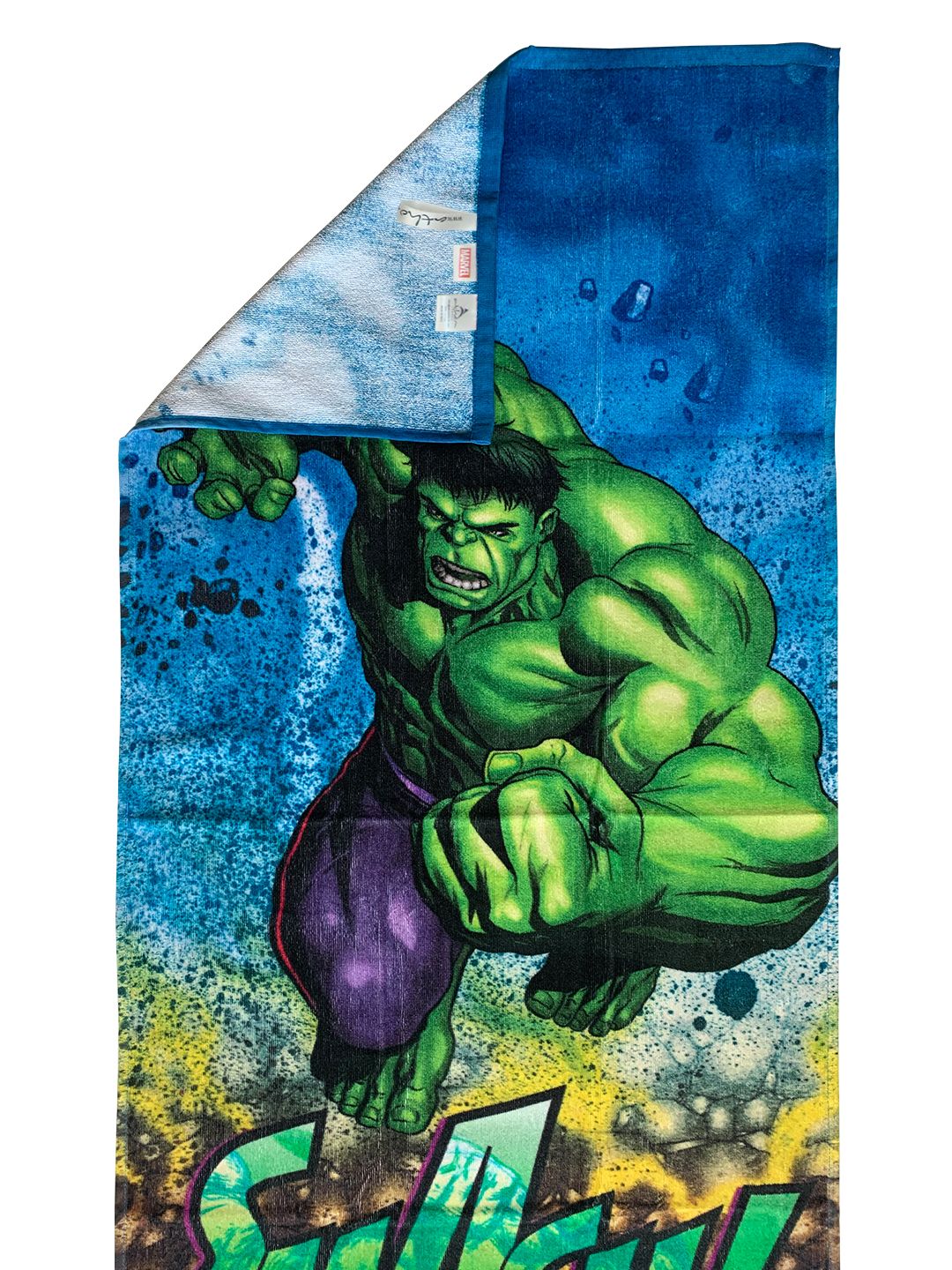 Athom Living kids bath towel pack of 2 featuring Marvel’s The Hulk & Spiderman in soft 60x120 cm cotton; high-quality absorbent bath towel set with bold prints perfect for daily baths and travel use.