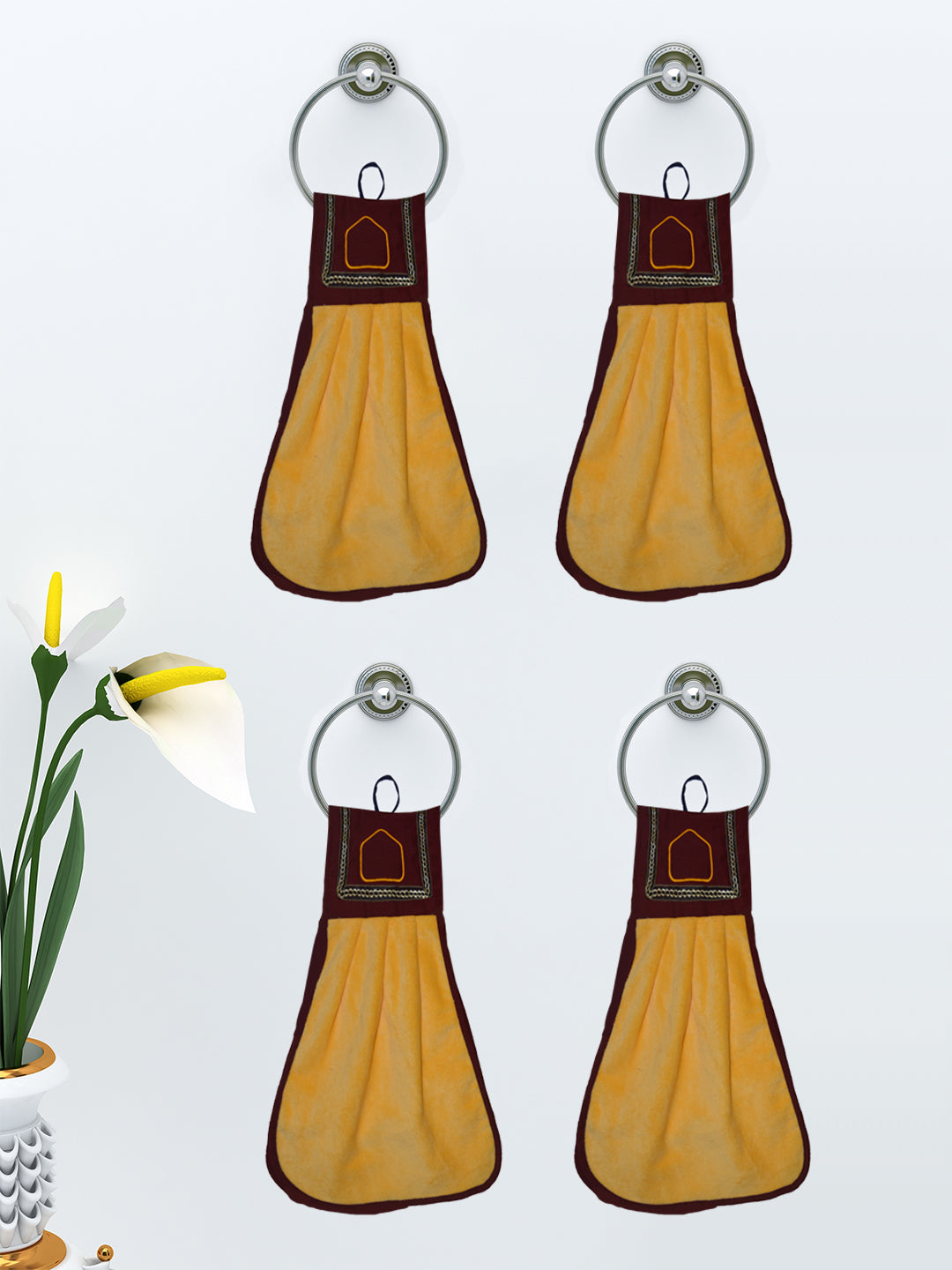 Athom Living stylish loop hanging washbasin towel made from plush cotton, providing long-lasting absorbency and comfort for home use, ideal Wash Basin Towel / Hand Towel Pack of 1, 2 and 4.