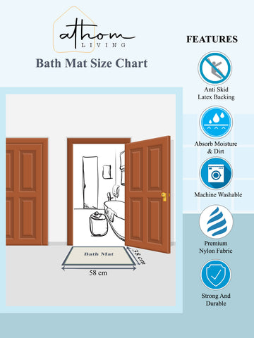 Athom Living Blue Patches Micro Designer Soft Anti Slip Bath Mat
