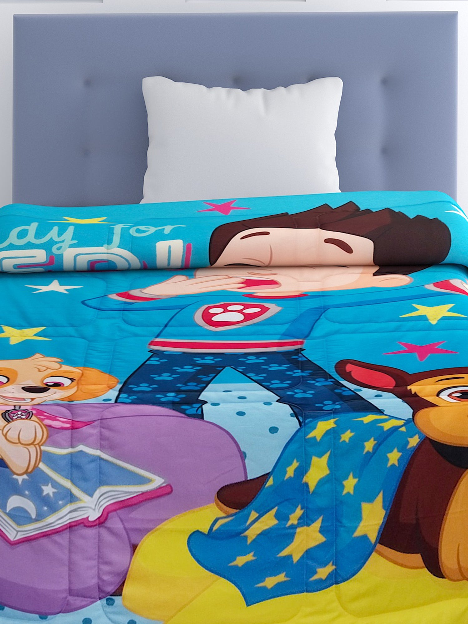 Bright and colorful kids comforter with Paw Patrol print, made with soft cotton for cozy sleep and perfect room décor for little ones.