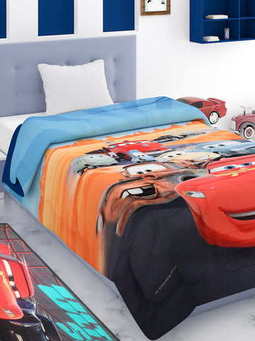 Athom Living Disney Cars Kids Room Set 1 Single Comforter + 1 Runner Carpet + 2 Cushion Cover