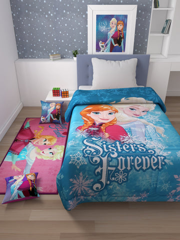 Athom Living Disney Frozen Kids Room Set 1 Single Comforter + 1 Runner Carpet + 2 Cushion Cover