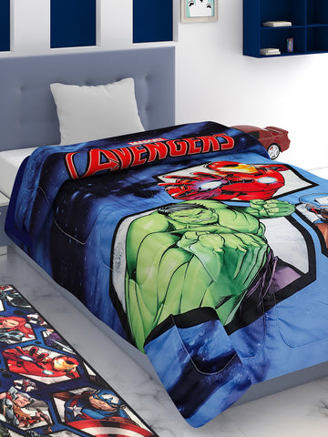 Athom Living Avengers Hulk Kids Room Set 1 Single Comforter + 1 Runner Carpet + 2 Cushion Cover