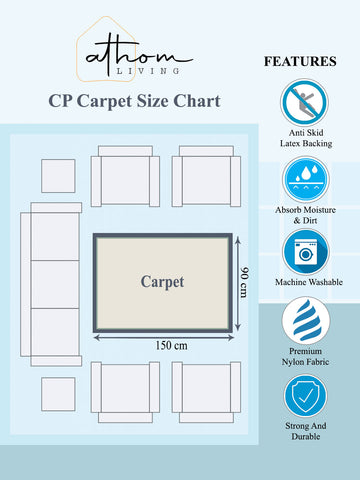 Athom Living Canvas Blue Premium Anti Slip Printed Carpet