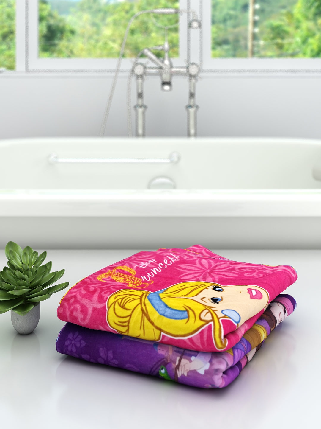Cute Disney Princess Heart Of A Hero Kids Cotton Bath Towel combo pack from Athom Living offering smooth texture, durable stitching and bright prints, perfect for children bath time, travel, pool and everyday use.