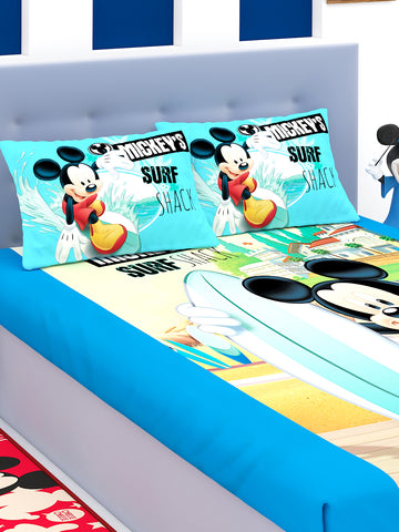 Disney Mickey Mouse Cotton Double Bedsheet Set- King SIze