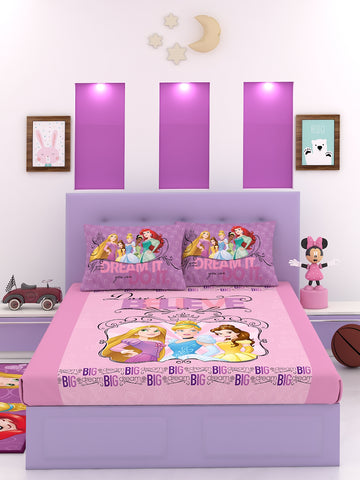 Disney If You Can Dream It You Can Do It Princess Cotton Double Bedsheet Set- King Size