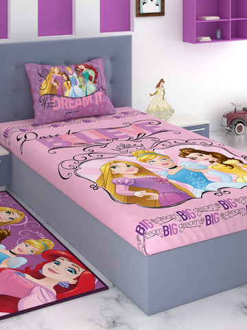 Disney If You Can Dream It You Can Do It Princess Cotton Single Bedsheet Set