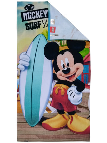 Athom Living Disney Mickey Mouse Surf & Blue Cars Kids Cotton Bath Towel 60x120 Cms (Pack Of 2)