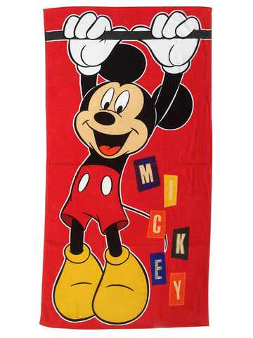 Athom Living Disney Red Mickey Mouse & Lightning Speed Cars Kids Cotton Bath Towel 60x120 Cms (Pack Of 2)