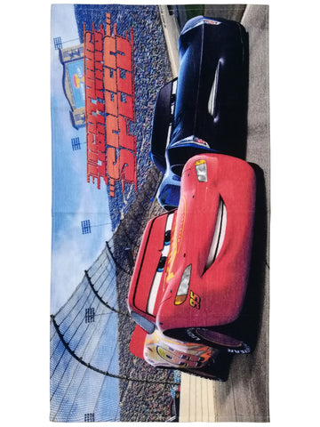 Athom Living Disney Lightning Speed & MCQueen Blue Cars Kids Cotton Bath Towel 60x120 Cms (Pack Of 2)