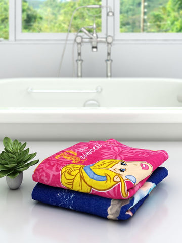 Athom Living Disney Adventure Begins With Friends Princess Kids Cotton Bath Towel 60x120 Cms (Pack Of 2)