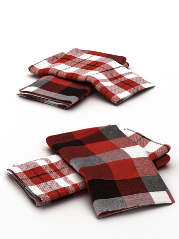 Athom Living Red Big Checks Cotton Multipurpose Kitchen Towel/Cleaning Cloth 30x55 cm