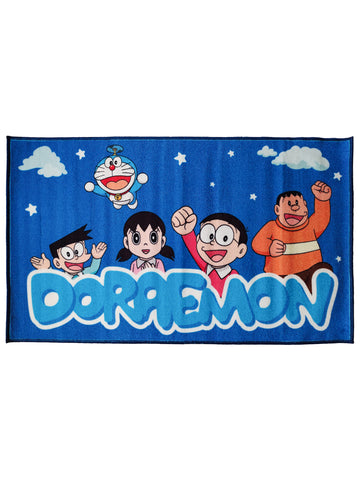 Doraemon group Blue Kids Printed Carpet 3ft x 5ft